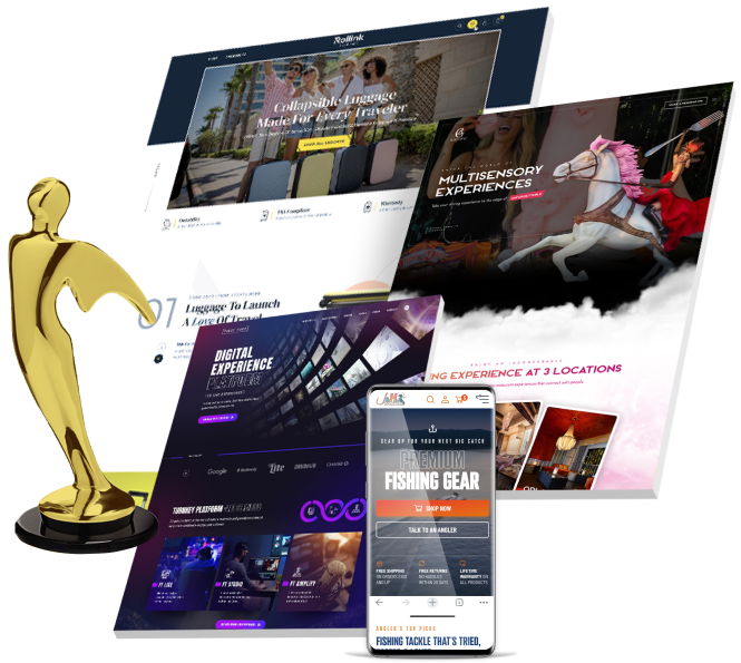 digital silk web designs with trophy